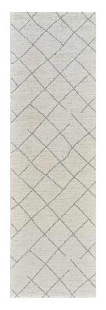 8' Cream And Beige Abstract Distressed Runner Rug