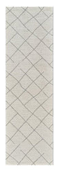 8' Cream And Beige Abstract Distressed Runner Rug