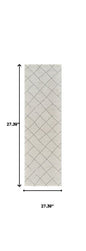 8' Cream And Beige Abstract Distressed Runner Rug