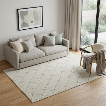 5' X 8' Cream and Beige Abstract Distressed Area Rug