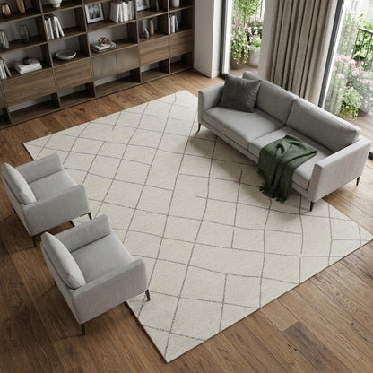 7' X 10' Cream and Beige Abstract Distressed Area Rug