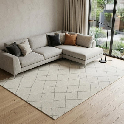 7' X 10' Cream and Beige Abstract Distressed Area Rug