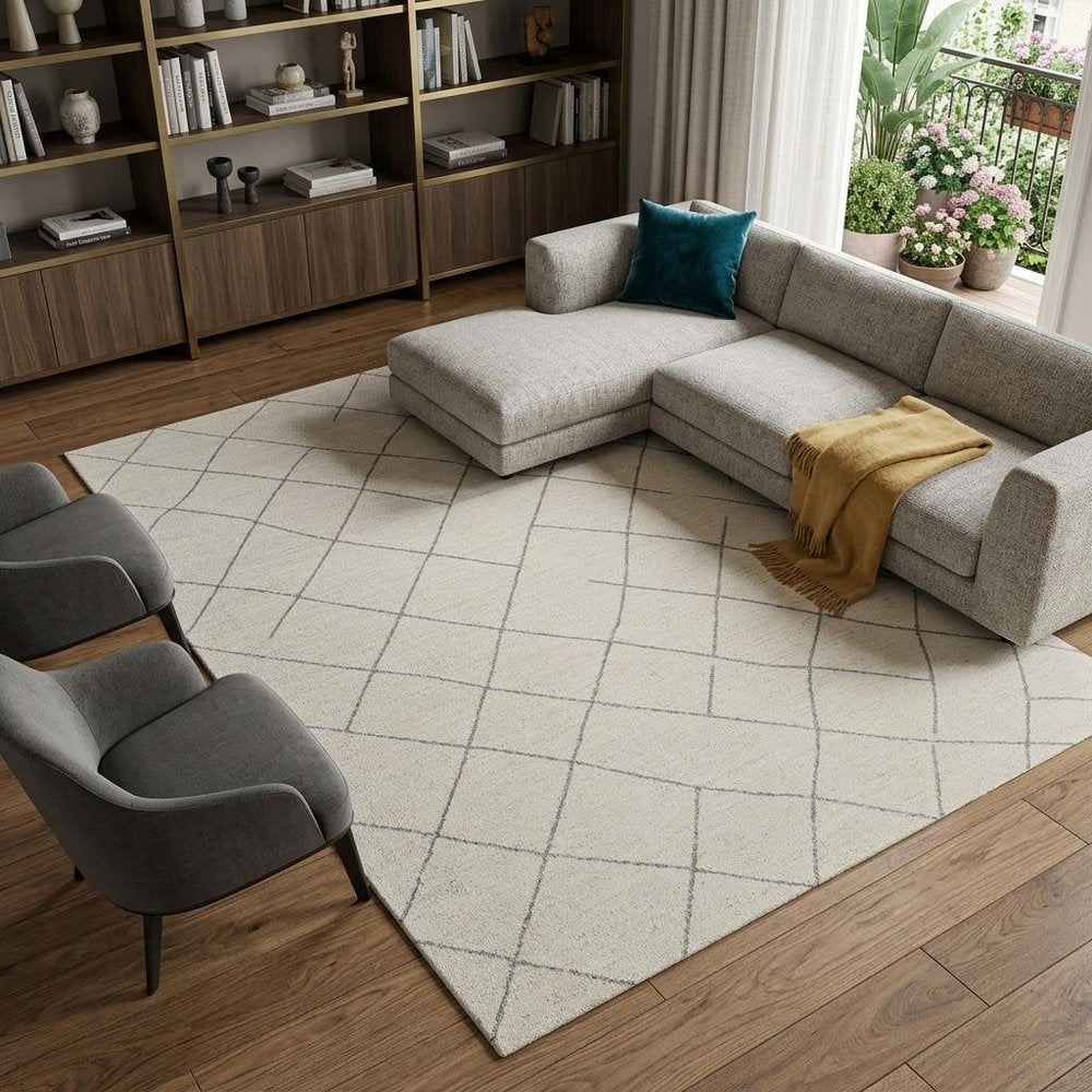 8' X 11' Cream and Beige Abstract Distressed Area Rug