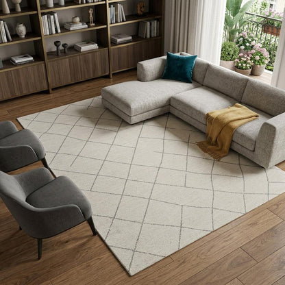 8' X 11' Cream and Beige Abstract Distressed Area Rug