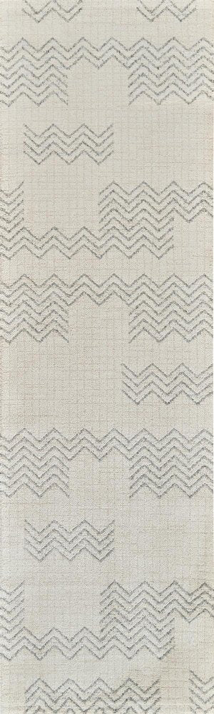 8' Cream And Beige Abstract Distressed Runner Rug