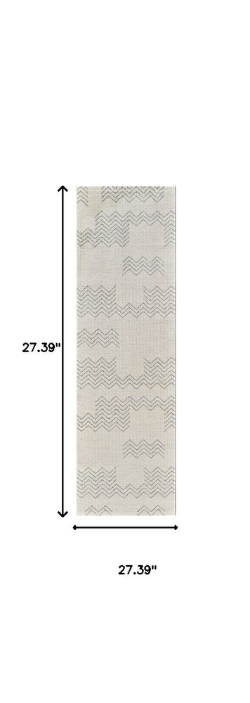 8' Cream And Beige Abstract Distressed Runner Rug