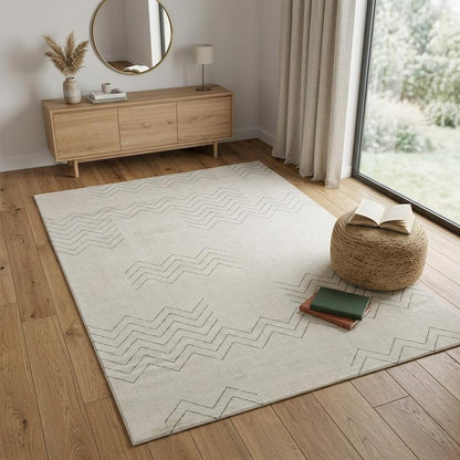 4' X 6' Cream and Beige Abstract Distressed Area Rug