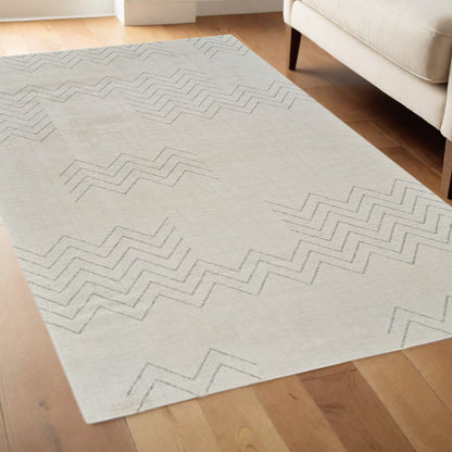 4' X 6' Cream and Beige Abstract Distressed Area Rug