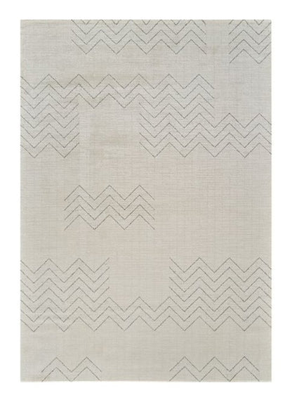 7' X 10' Cream and Beige Abstract Distressed Area Rug