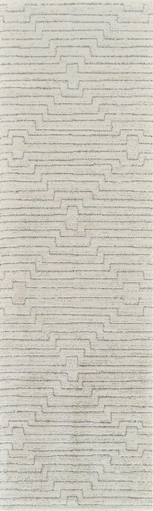 8' Cream And Beige Abstract Distressed Runner Rug