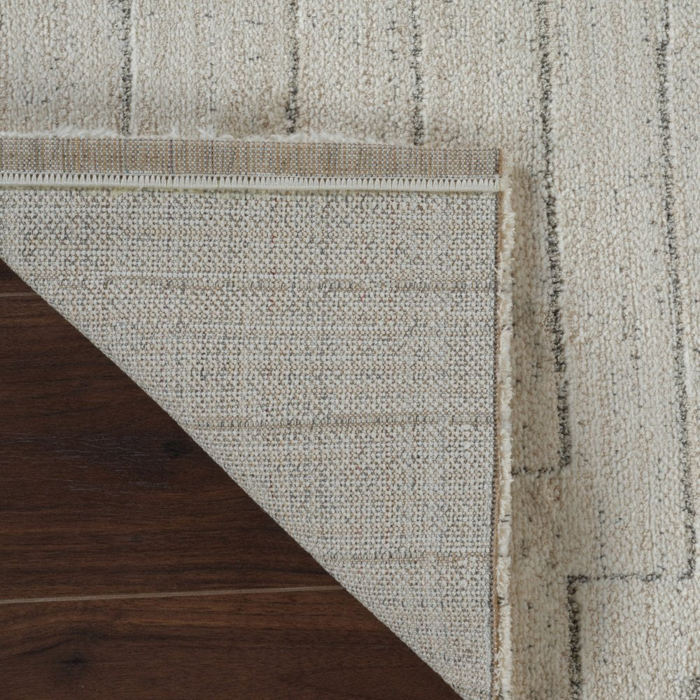 8' Cream And Beige Abstract Distressed Runner Rug