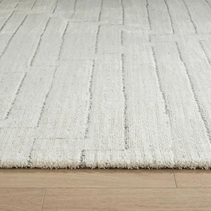 8' Cream And Beige Abstract Distressed Runner Rug