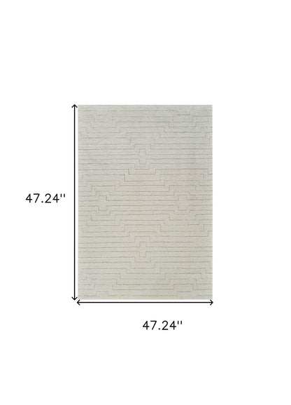 4' X 6' Cream and Beige Abstract Distressed Area Rug