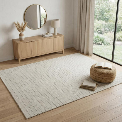 4' X 6' Cream and Beige Abstract Distressed Area Rug