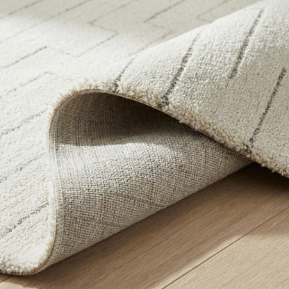 7' X 10' Cream and Beige Abstract Distressed Area Rug