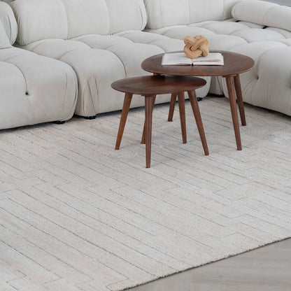 7' X 10' Cream and Beige Abstract Distressed Area Rug