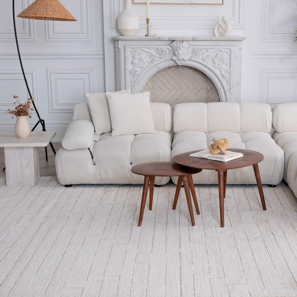 8' X 11' Cream and Beige Abstract Distressed Area Rug