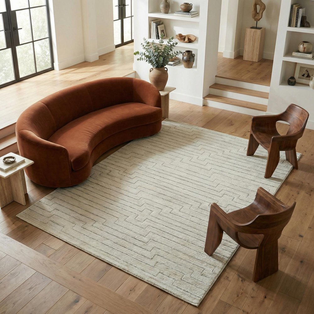 8' X 11' Cream and Beige Abstract Distressed Area Rug
