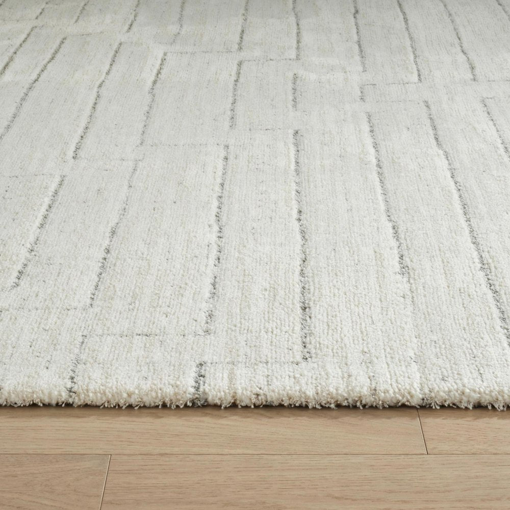 8' X 11' Cream and Beige Abstract Distressed Area Rug