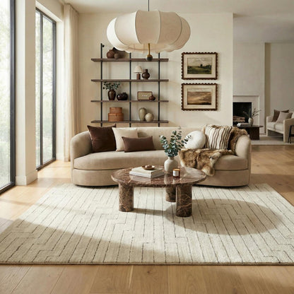 8' X 11' Cream and Beige Abstract Distressed Area Rug