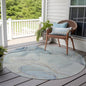 5' X 8' Beige and Blue Abstract Washable Non Skid Indoor Outdoor Area Rug
