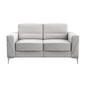 63" Light Gray And Silver Faux Leather Loveseat