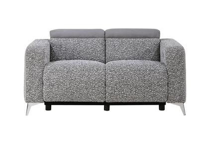 63" Dark Gray And Silver Power Reclining Loveseat