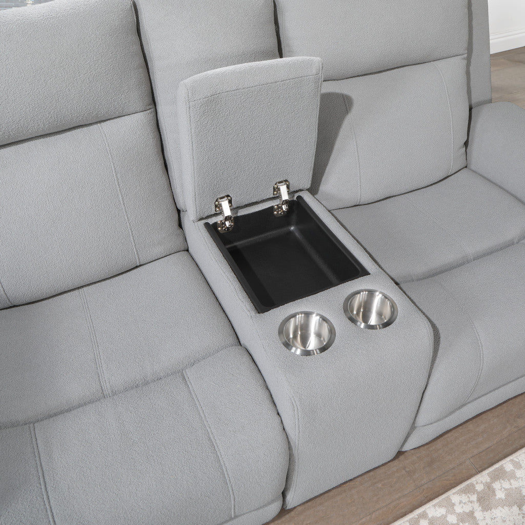 71" Light Gray Power Reclining Loveseat With Storage