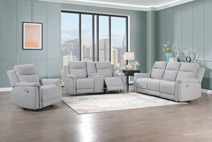 71" Light Gray Power Reclining Loveseat With Storage