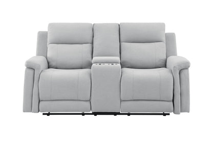 71" Light Gray Power Reclining Loveseat With Storage