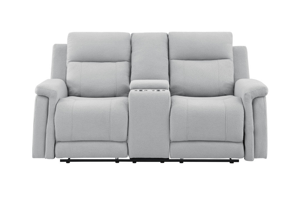 71" Light Gray Power Reclining Loveseat With Storage