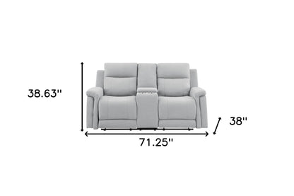 71" Light Gray Power Reclining Loveseat With Storage