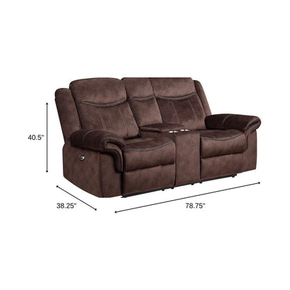 79" Dark Brown Microfiber Power Reclining Loveseat With Storage