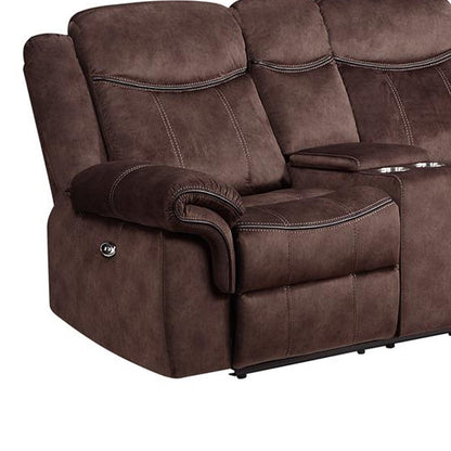 79" Dark Brown Microfiber Power Reclining Loveseat With Storage