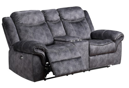 79" Dark Gray Microfiber Power Reclining Loveseat With Storage