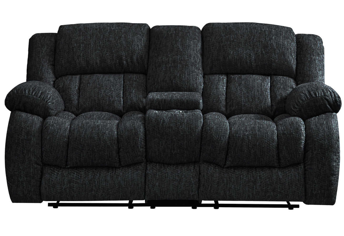 77" Black Manual Reclining Loveseat With Storage