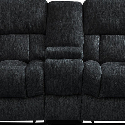 77" Black Manual Reclining Loveseat With Storage