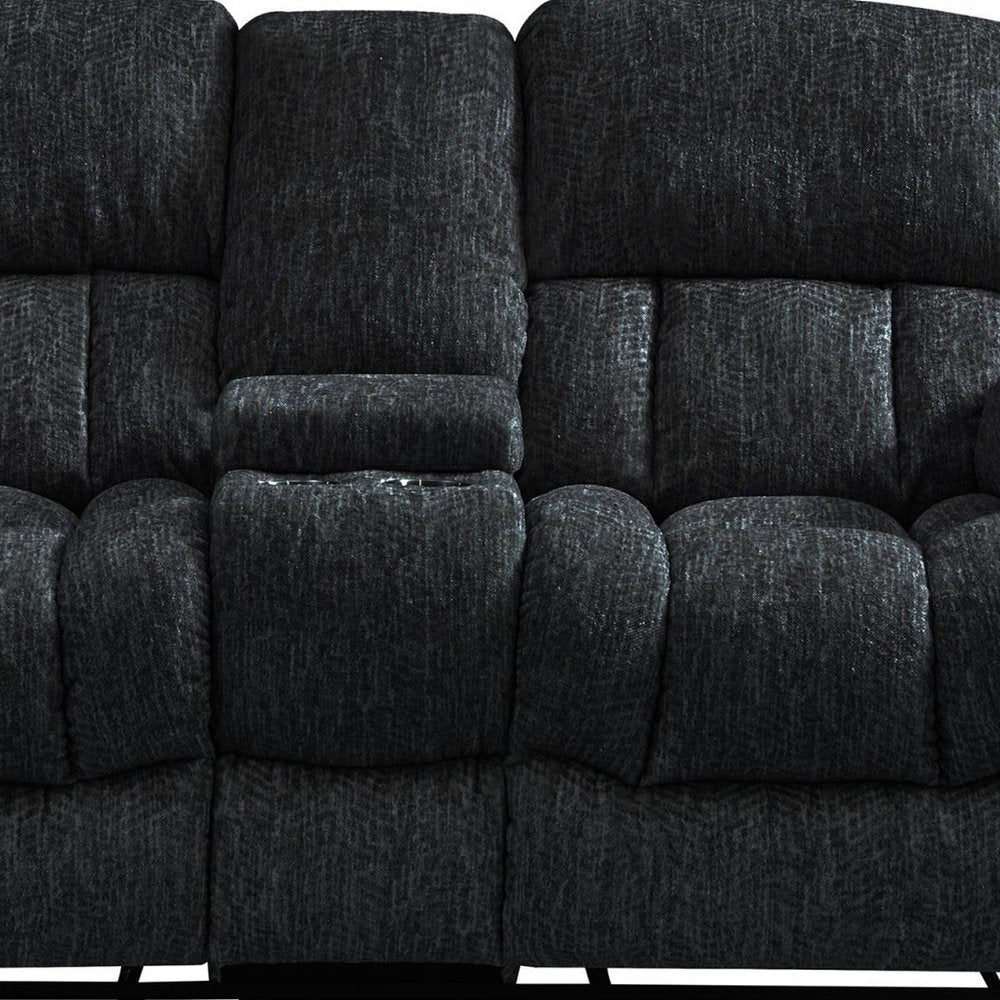 77" Black Manual Reclining Loveseat With Storage