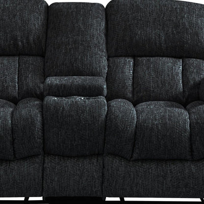 77" Black Manual Reclining Loveseat With Storage
