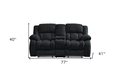 77" Black Manual Reclining Loveseat With Storage