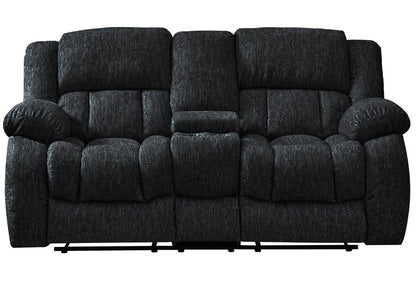 77" Black Manual Reclining Loveseat With Storage