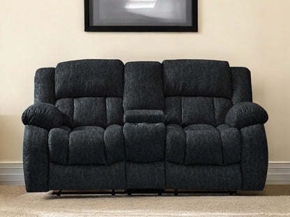 77" Black Manual Reclining Loveseat With Storage