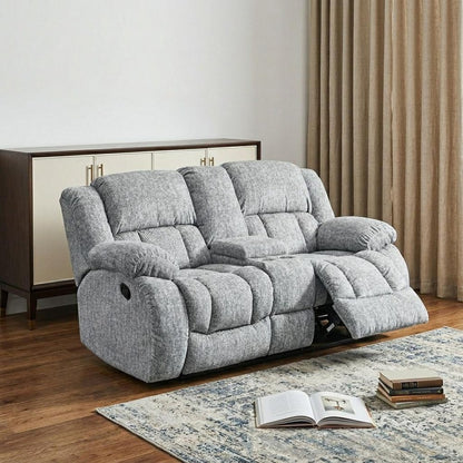 77" Light Gray Manual Reclining Loveseat With Storage