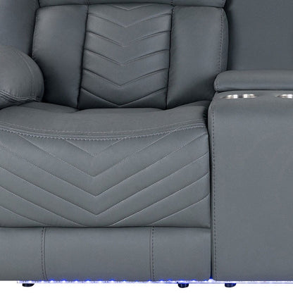 75" Light Gray Faux Leather Power Reclining Loveseat With Storage