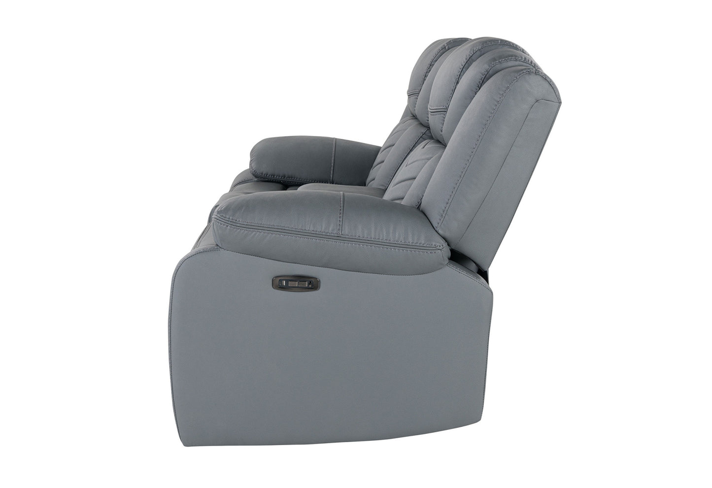 75" Light Gray Faux Leather Power Reclining Loveseat With Storage