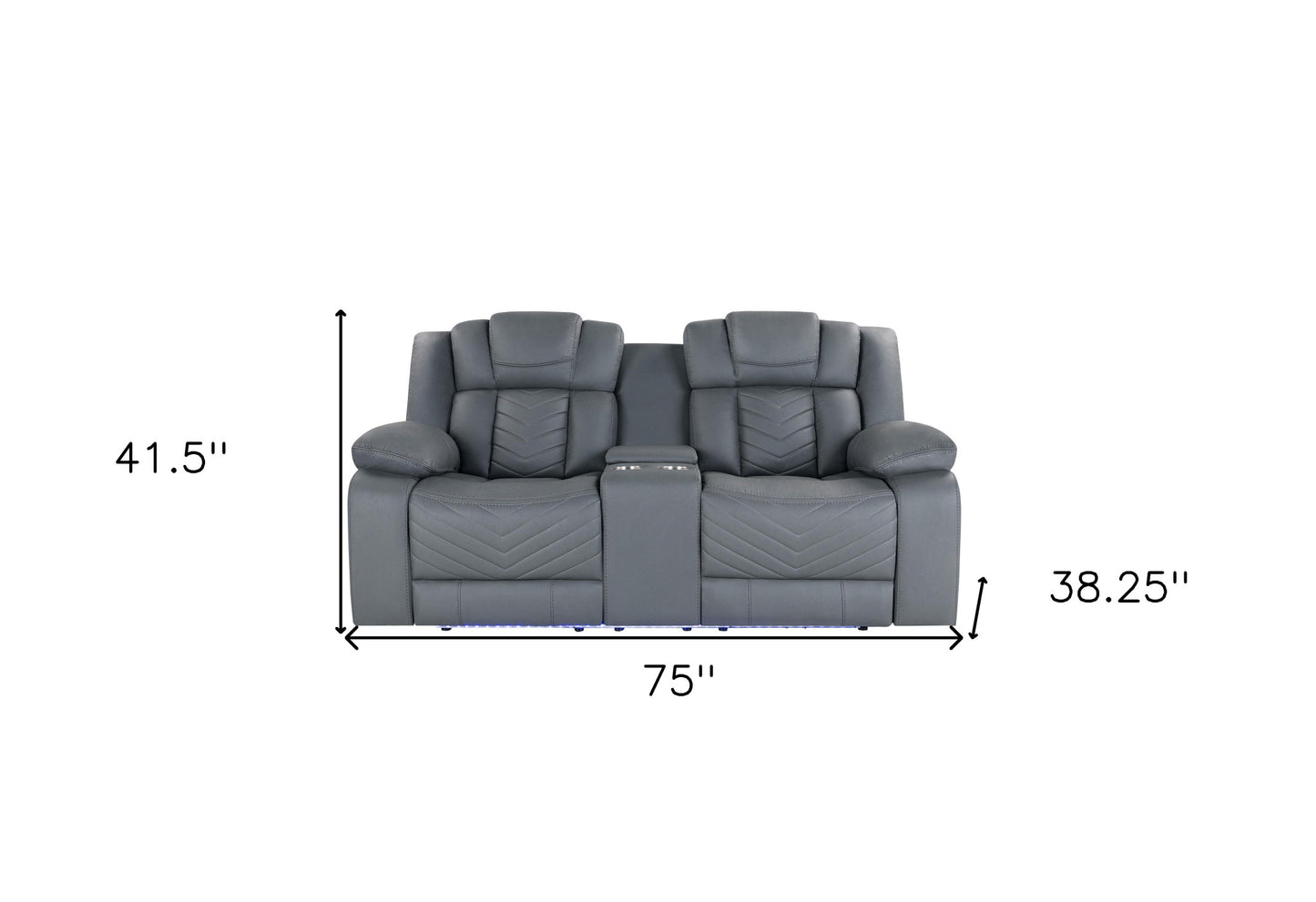 75" Light Gray Faux Leather Power Reclining Loveseat With Storage