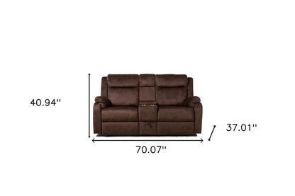 70" Dark Brown Manual Reclining Loveseat With Storage