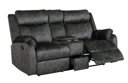 70" Dark Gray Microfiber Manual Reclining Loveseat With Storage