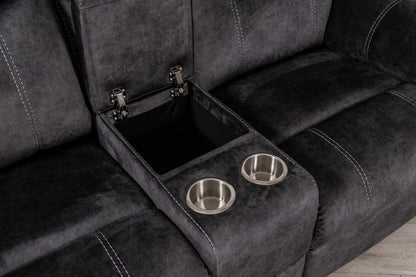 70" Dark Gray Microfiber Manual Reclining Loveseat With Storage