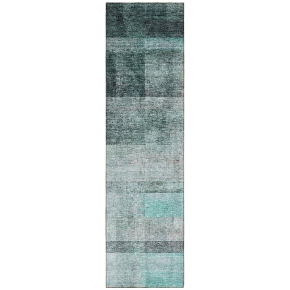 3' X 5' Teal Ombre Washable Non Skid Indoor Outdoor Area Rug